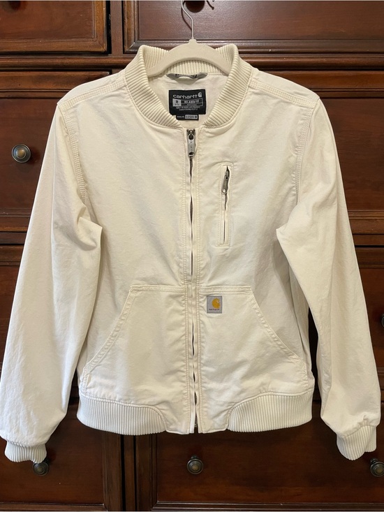 Carhartt Jackets & Blazers - CARHARTT Women’s Crawford Bomber Jacket Coat, Ivory, Zip Up, SIZE S